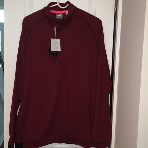 Red Puma PWRWARM LS Golf 1/4 zip sweater jacket L - Picture 1 of 8